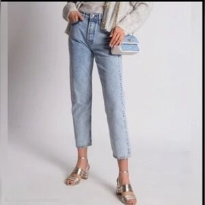 Rag & Bone Maya High Rise Ankle Slim 5 Pocket Button Fly Jeans in Belmar. 30